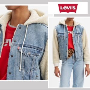 LIKE NEW Levi’s Denim Teddy Jacket with Hood